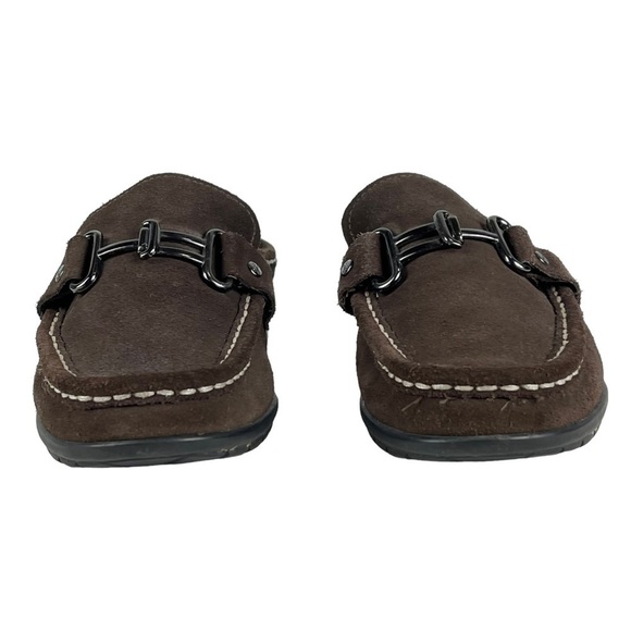 COLE HAAN D20693 BROWN SUEDE SHEEPSKIN LINED RUBBER WATERPROOF SOLE CLOG MULES - Picture 8 of 14